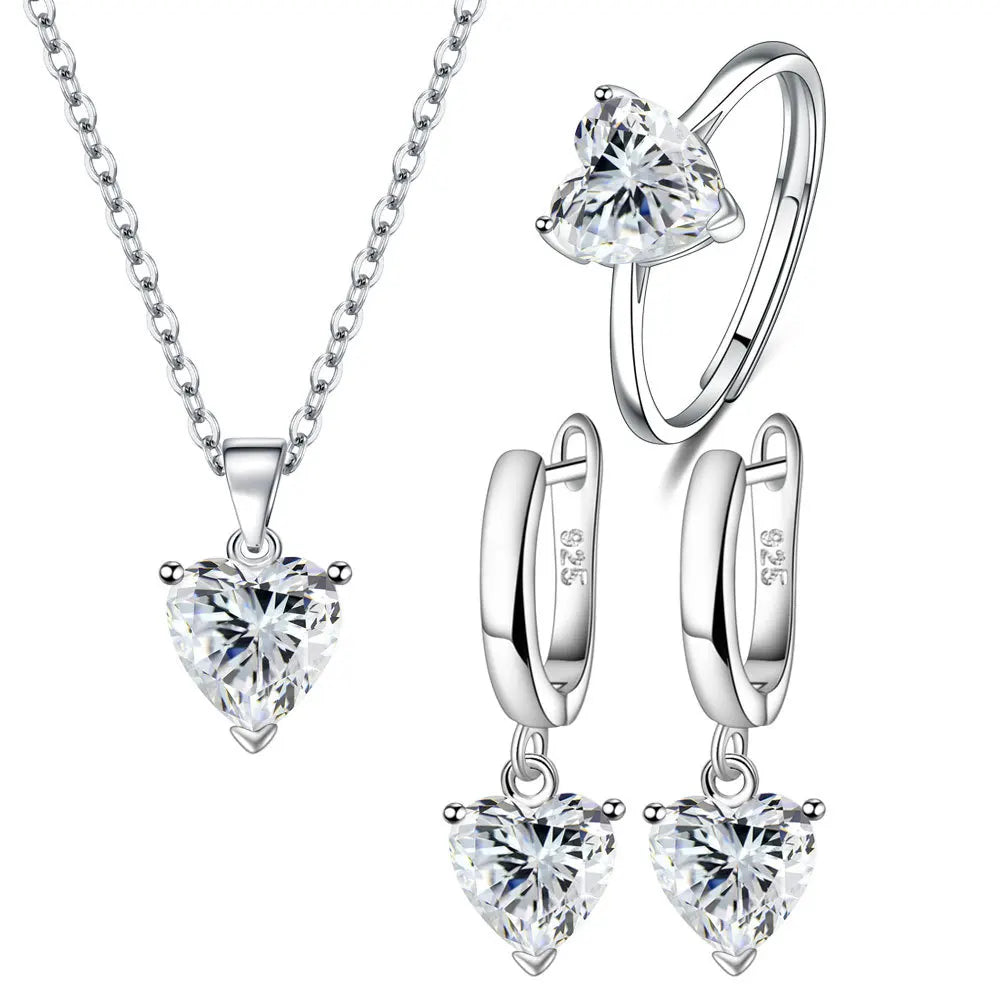 925 Sterling Silver Heart-Shaped Jewelry Sets